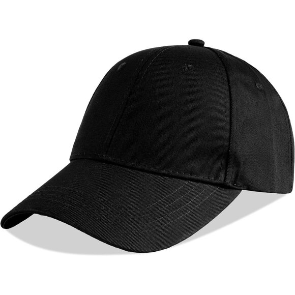 Unisex Black + Khaki Blue Baseball Cap Cotton Fits Washed Denim Adjustable Hat - Picture 4 of 6